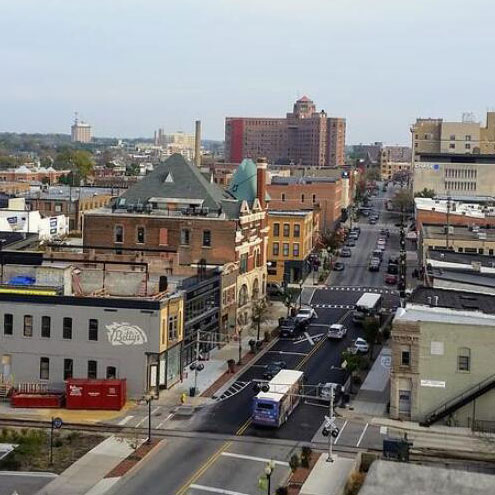 aerial shot of downtown rockford illinois