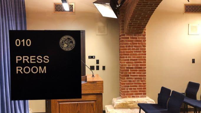 Press room in the Illinois State Capitol