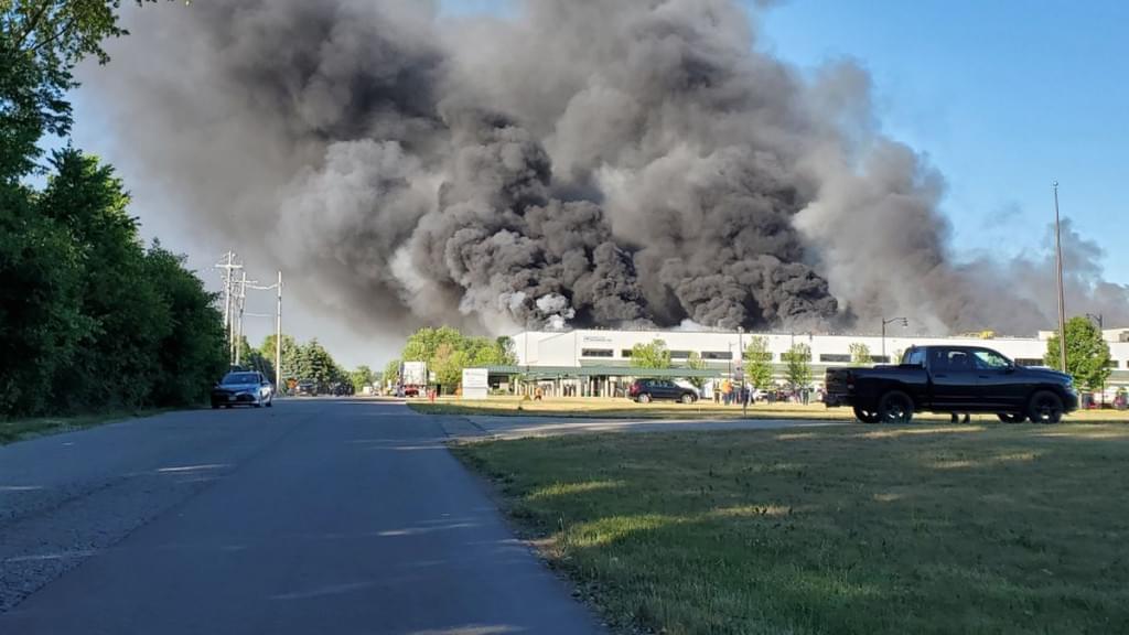 Smoke from the Chemtool industrial fire in Rockton on June 14, 2021.