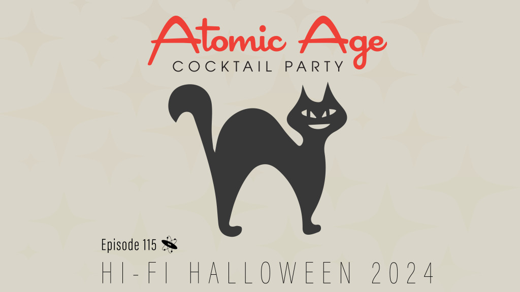 Atomic Age logo with an illustration of black cat. Text reads 