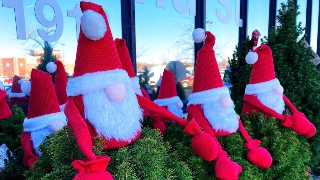 Christmas trees for sale at a hardware store in Mount Prospect, Ill., Tuesday, Nov. 30, 2021.