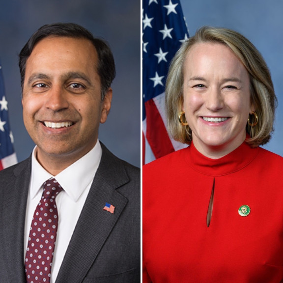 Left: Rep. Raja Krishnamoorthi (D-IL18) and Rep. Nikki Budzinski (D-IL13)