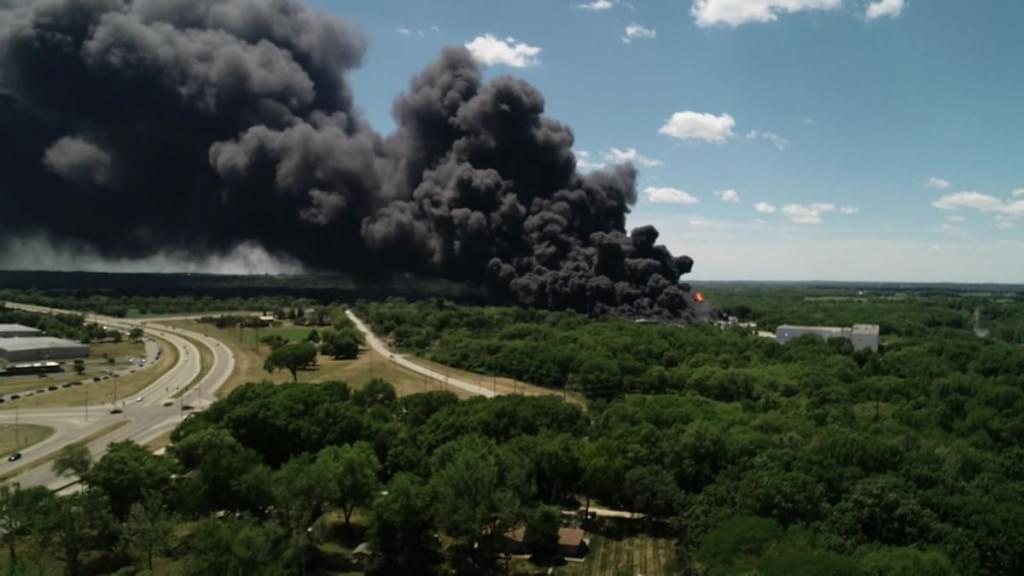 Smoke from the Chemtool industrial fire in Rockton on June 14, 2021.