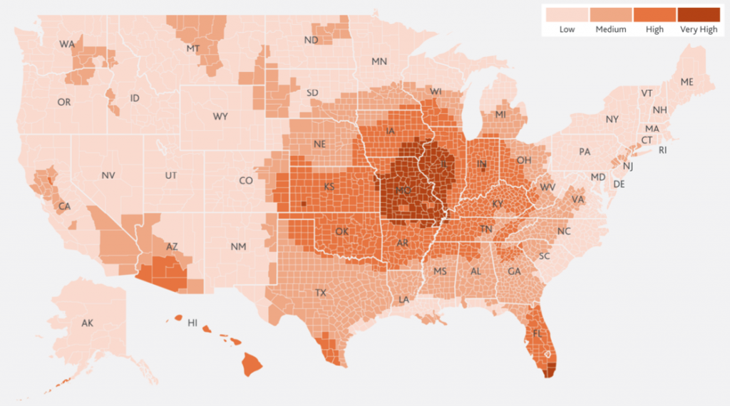 Illinois, Missouri and Iowa are forecast to have the greatest rise in extreme heat days in the U.S.