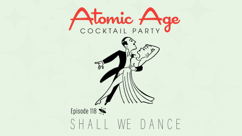 Atomic Age logo with an illustration of an elegant couple dancing. Text reads 