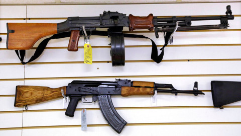 Assault style weapons are displayed for sale at Capitol City Arms Supply on Jan. 16, 2013, in Springfield, Ill. Illinois Attorney General Kwame Raoul on Monday, Jan. 23, 2023, asked a state appellate court to dismiss a temporary restraining order on Illinois' new ban on semiautomatic weapons. The two-week-old law was adopted in response to the 2022 mass shooting at the July 4th parade in the Chicago suburb of Highland Park.