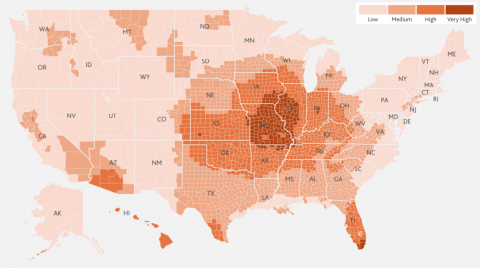 Illinois, Missouri and Iowa are forecast to have the greatest rise in extreme heat days in the U.S.