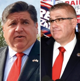 Left: J.B. Pritzker, Right: Darren Bailey