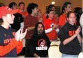 Students at Trustees meeting on Chief Illiniwek